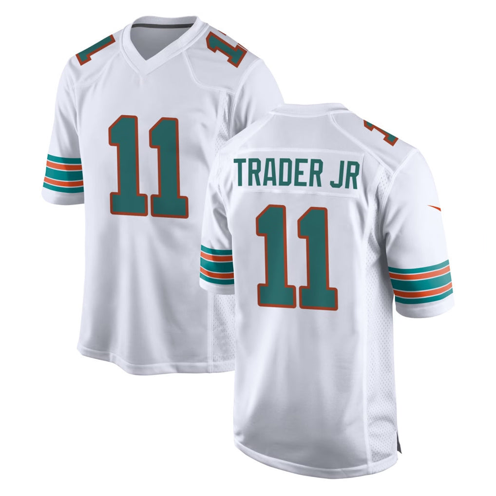 M.Dolphins #11 Dante Trader Jr. Player White Limited Home Game Cooneas Stitched Jerseys