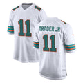 M.Dolphins #11 Dante Trader Jr. Player White Limited Home Game Cooneas Stitched Jerseys