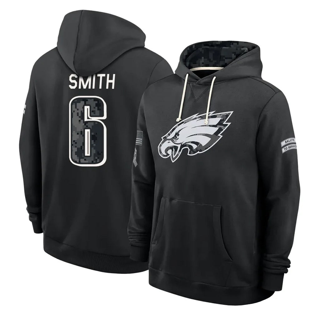 P.Eagles #6 DeVonta Smith Player 2026 Black Logo Pullover Hoodies Limited Game Cooneas Stitched Jerseys