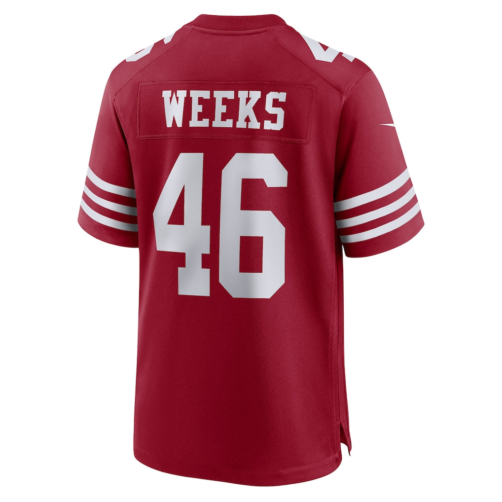 Cooneas SF.49ers #46 Jon Weeks Scarlet Team Game Jersey