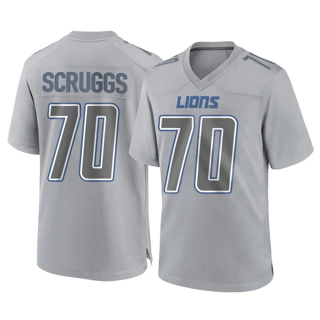 D.Lions #70 Juice Scruggs Player Gray Atmosphere Fashion Home Game Cooneas Stitched Jerseys