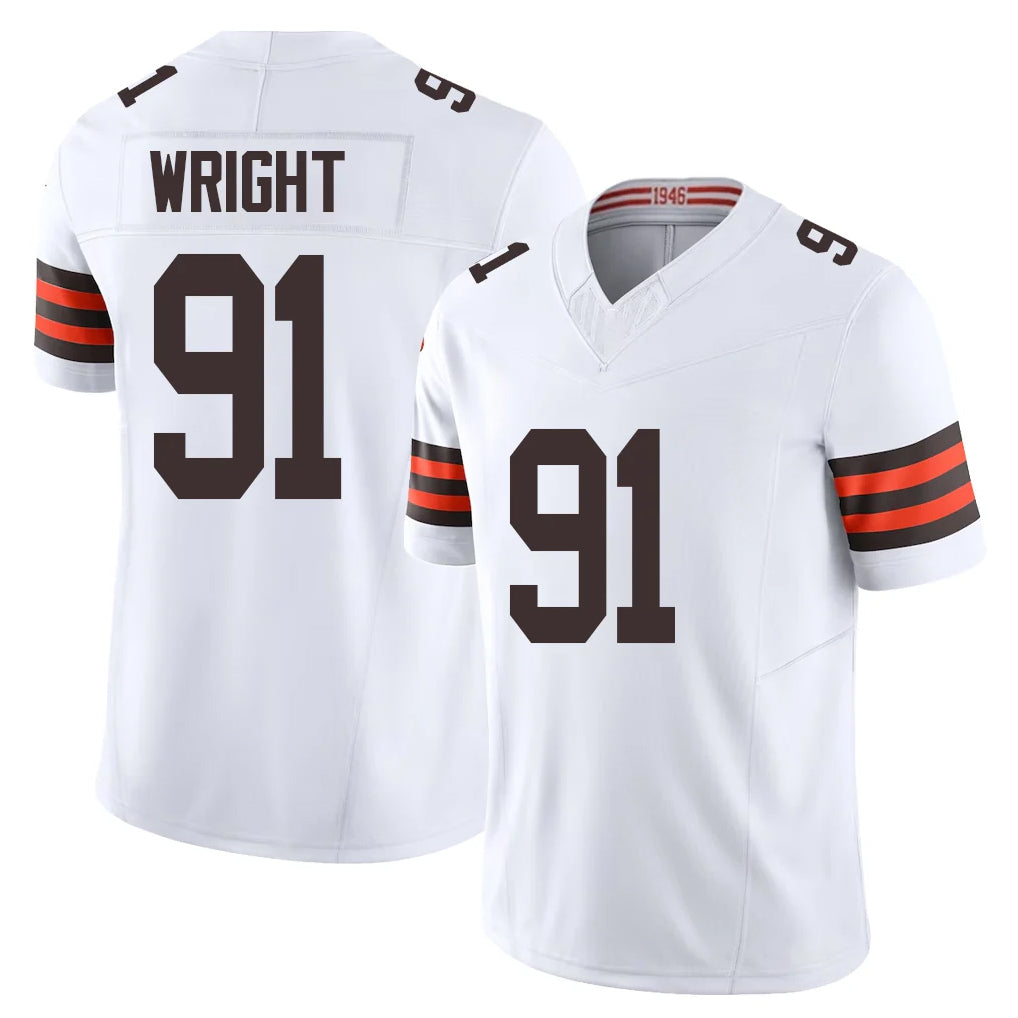 C.Browns #91 Alex Wright Player White Vapor F.U.S.E. Limited Home Game Cooneas Stitched Jerseys