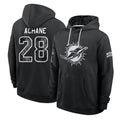 M.Dolphins #28 De'Von Achane Player 2026 Black Logo Pullover Hoodies Limited Game Cooneas Stitched Jerseys