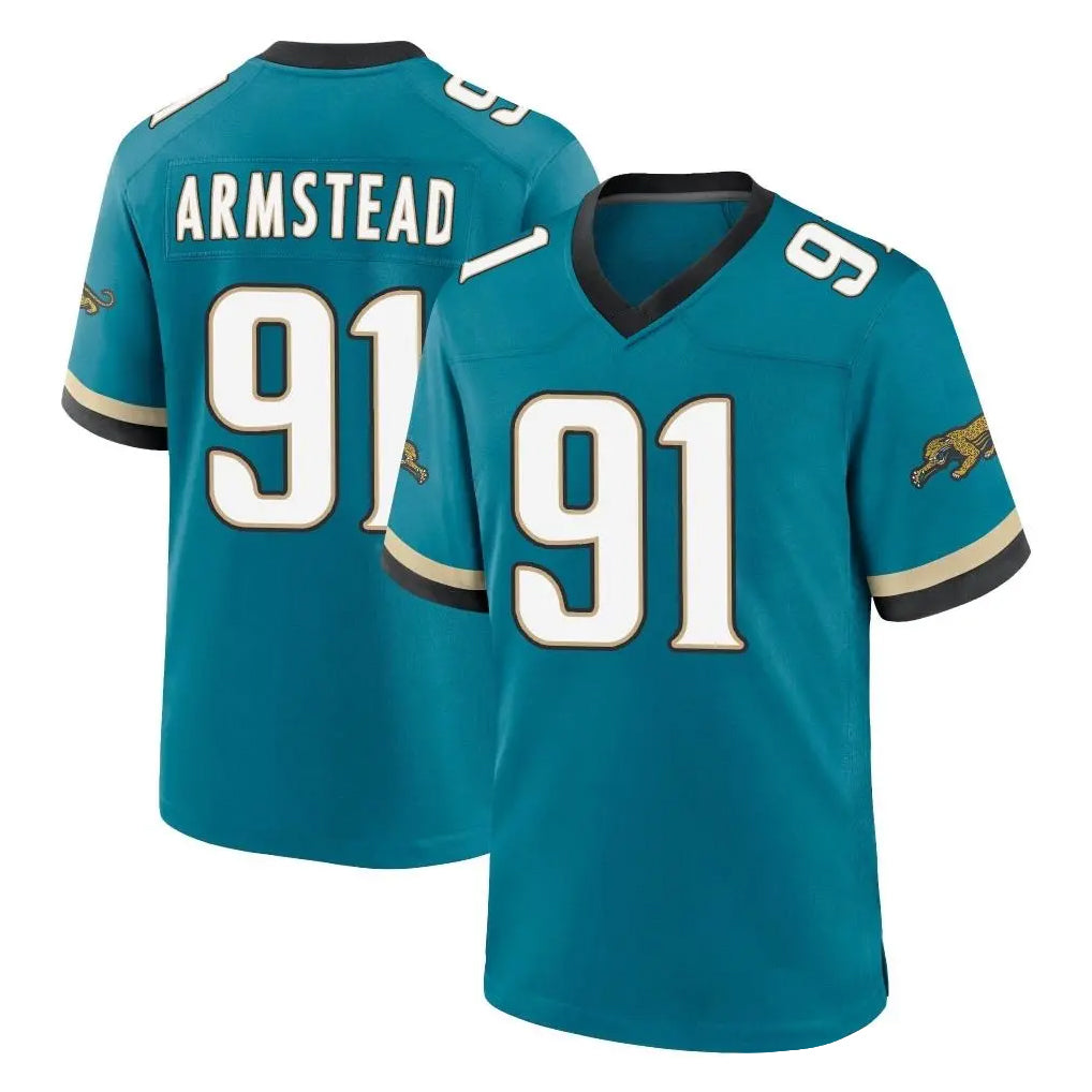 J.Jaguars #91 Arik Armstead Player Teal Prowler Throwback Limited Home Game Cooneas Stitched Jerseys