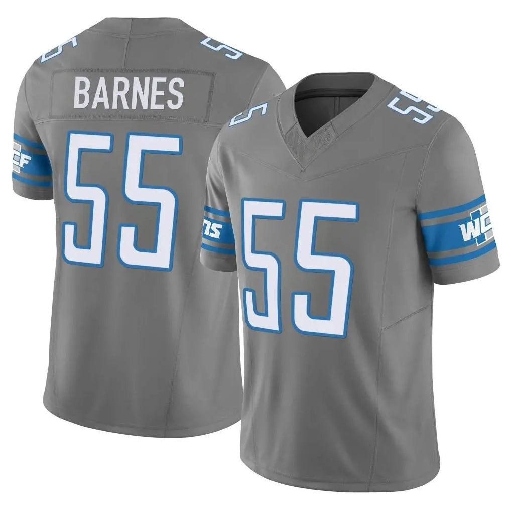 D.Lions #55 Derrick Barnes Player Gray Vapor F.U.S.E. Limited Home Game Cooneas Stitched Jerseys