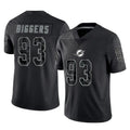 M.Dolphins #93 Zeek Biggers Player Black Reflective Limited Game Cooneas Stitched Jerseys