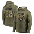 B.Ravens #32 Trenton Simpson Player Olive Salute to Service Pullover Hoodie Cooneas Stitched Jerseys