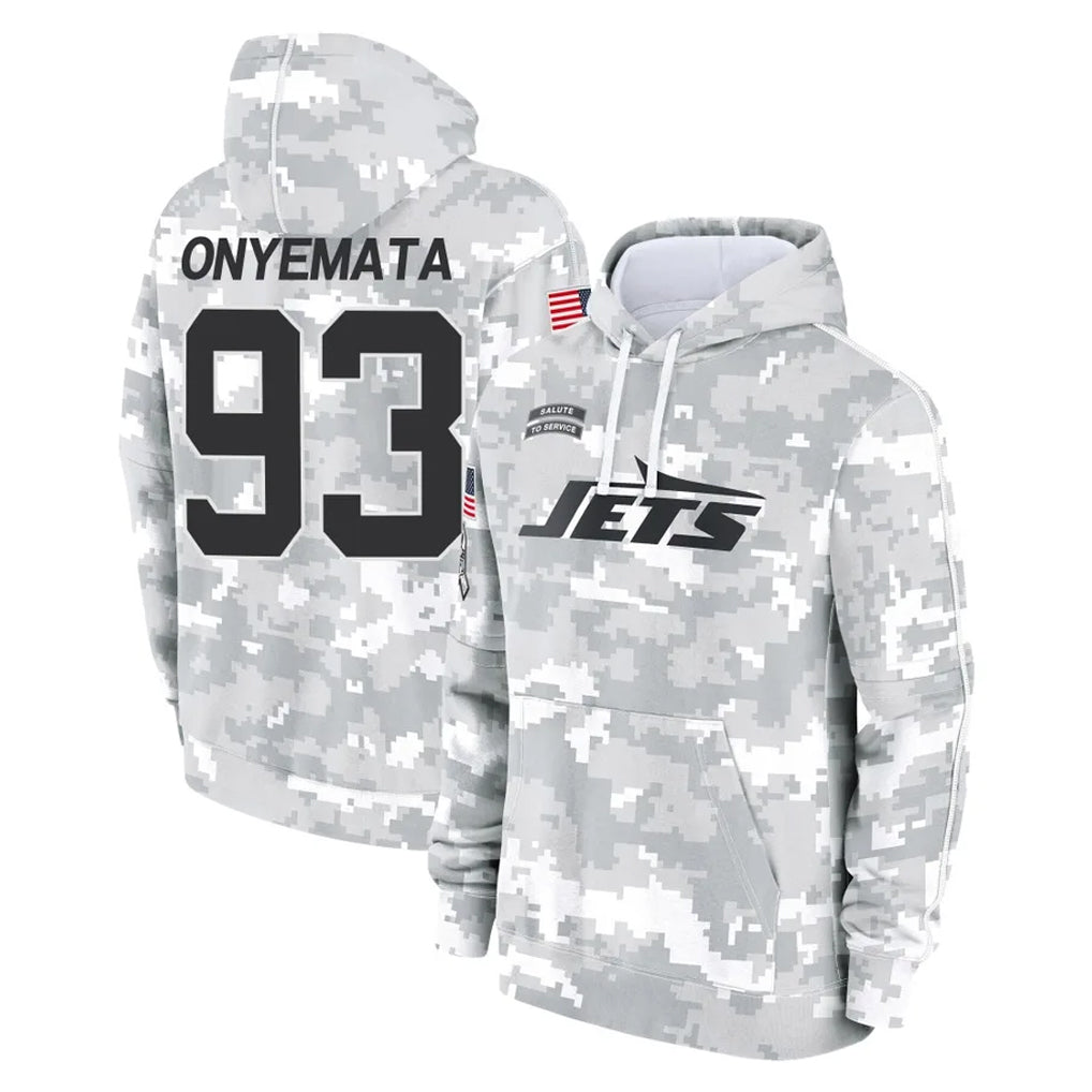NY.Jets #93 David Onyemata Player Arctic Camo Salute to Service Pullover Hoodies Limited Game Cooneas Stitched Jerseys