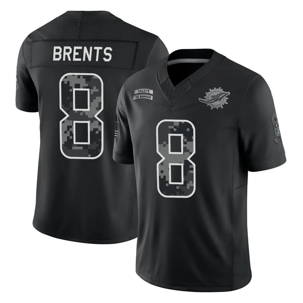 M.Dolphins #8 JuJu Brents Player Black Limited 2026 Salute to Service Home Game Cooneas Stitched Jerseys
