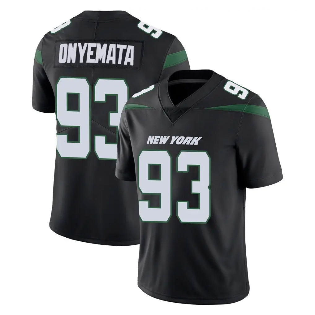 NY.Jets #93 David Onyemata Player Stealth Black Limited Vapor Home Game Cooneas Stitched Jerseys