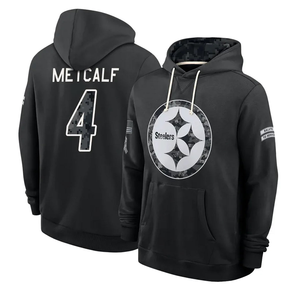 P.Steelers #4 DK Metcalf Player 2026 Black Logo Pullover Hoodies Limited Game Cooneas Stitched Jerseys