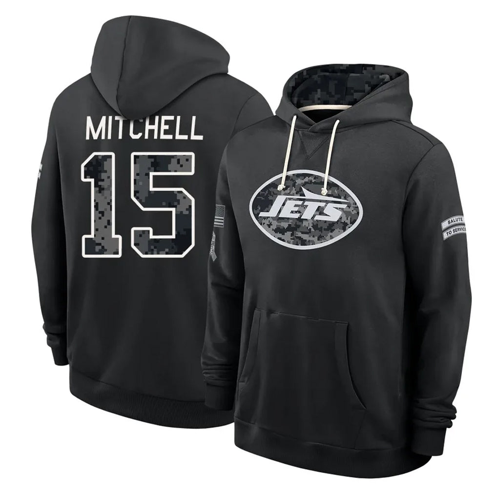 NY.Jets #15 Adonai Mitchell Player 2026 Black Logo Pullover Hoodies Limited Game Cooneas Stitched Jerseys