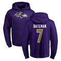B.Ravens #7 Rashod Bateman Player Purple Salute to Service Pullover Hoodie Cooneas Stitched Jerseys