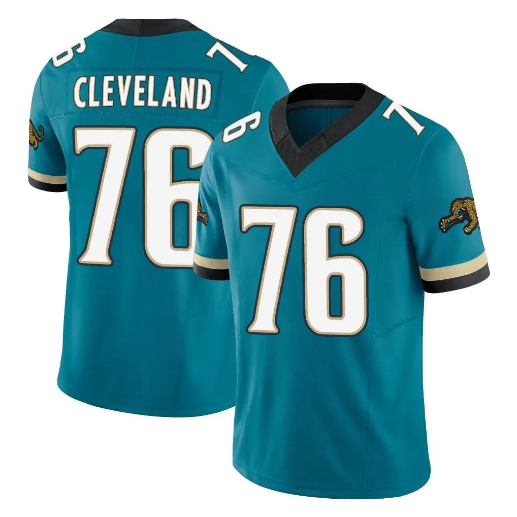 J.Jaguars #76 Ezra Cleveland Player Teal Prowler Throwback Vapor F.U.S.E. Limited Home Game Cooneas Stitched Jerseys