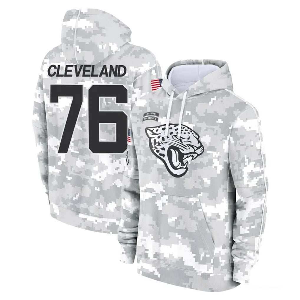 J.Jaguars #76 Ezra Cleveland Player Arctic Camo Salute to Service Hoodies Limited Game Cooneas Stitched Jerseys