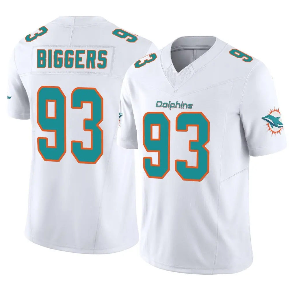 M.Dolphins #93 Zeek Biggers Player White Limited Vapor F.U.S.E. Home Game Cooneas Stitched Jerseys