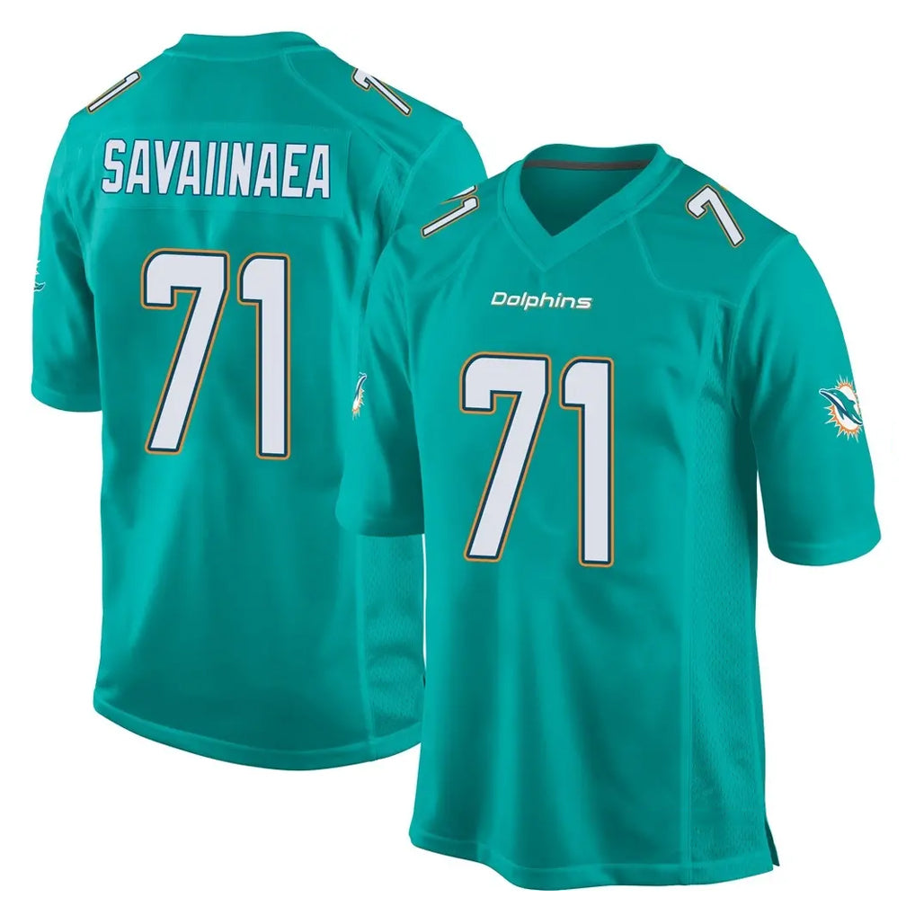 M.Dolphins #71 Jonah Savaiinaea Player Aqua Team Color Home Game Cooneas Stitched Jerseys