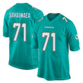 M.Dolphins #71 Jonah Savaiinaea Player Aqua Team Color Home Game Cooneas Stitched Jerseys