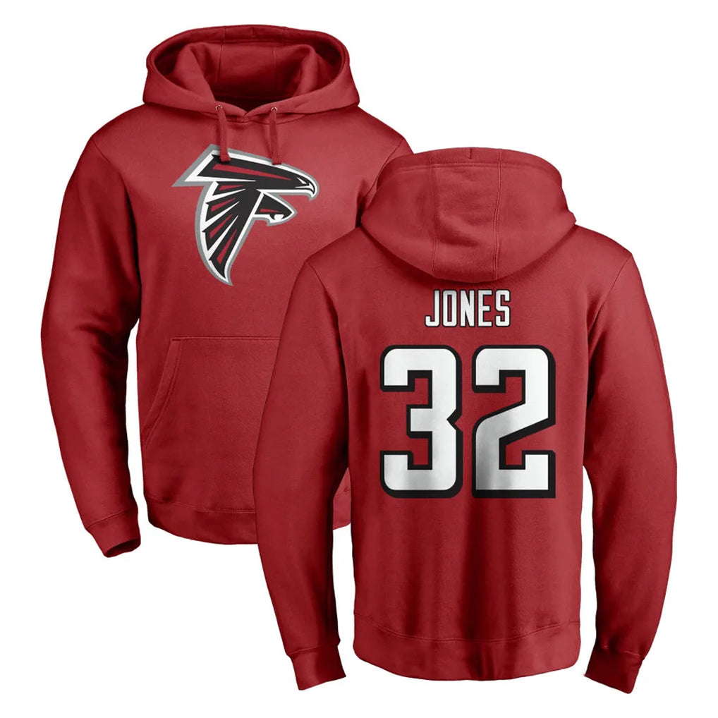 A.Falcons #32 Cash Jones Player Red Pullover Hoodies Home Game Cooneas Stitched Jerseys