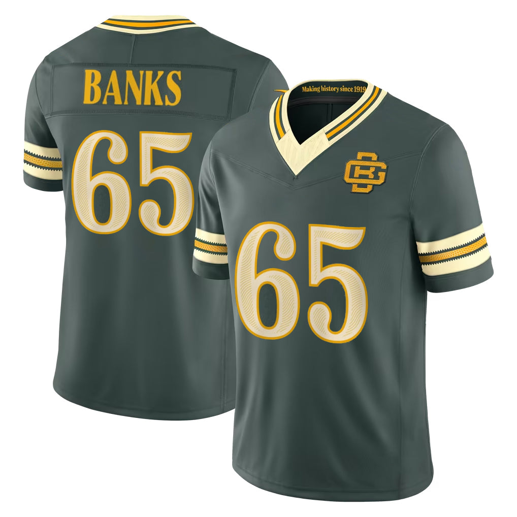 GB.Packers #65 Aaron Banks Player Green Limited 2026 Rivalries Collection Home Game Cooneas Stitched Jerseys