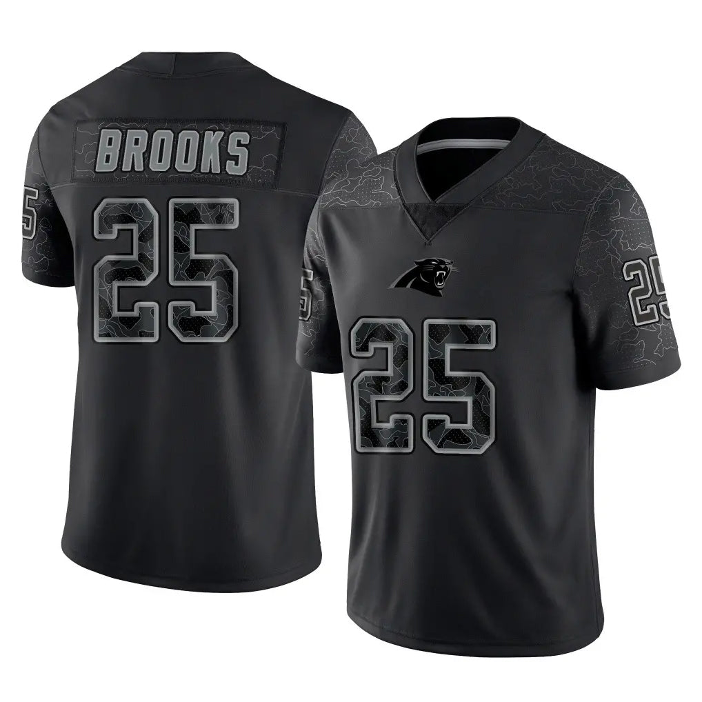 C.Panthers #25 Jonathon Brooks Player Black Limited Reflective Game Cooneas Stitched Jerseys