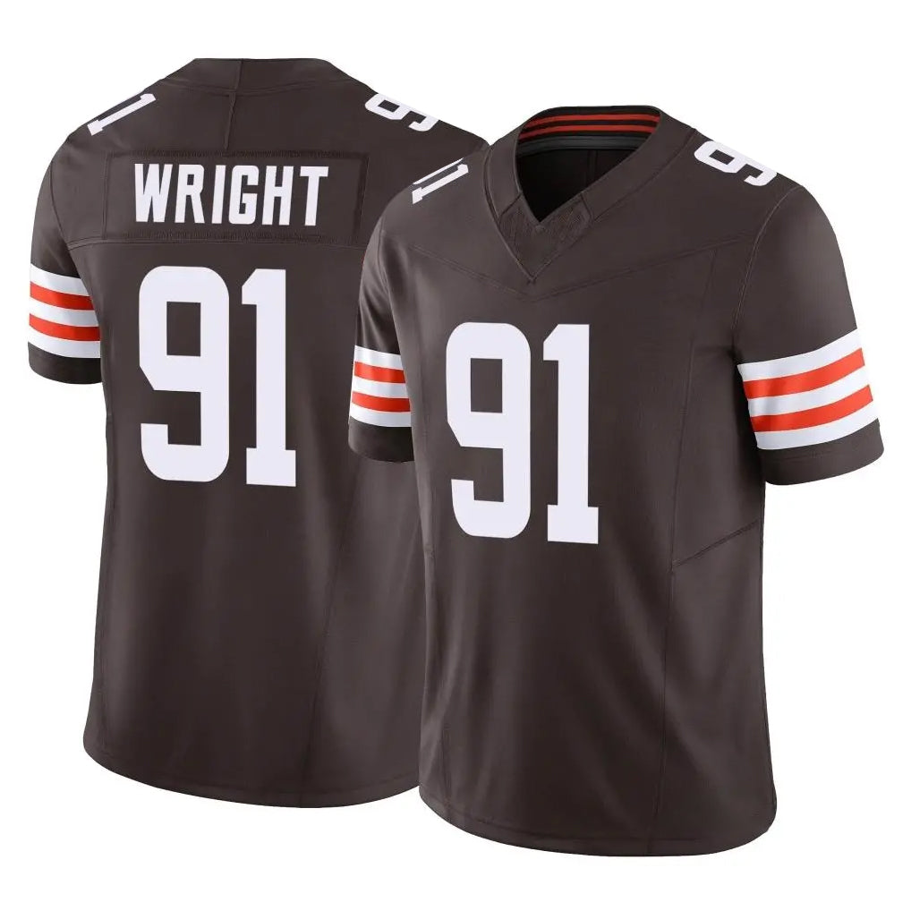 C.Browns #91 Alex Wright Player Brown Vapor F.U.S.E. Limited Home Game Cooneas Stitched Jerseys
