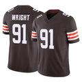 C.Browns #91 Alex Wright Player Brown Vapor F.U.S.E. Limited Home Game Cooneas Stitched Jerseys
