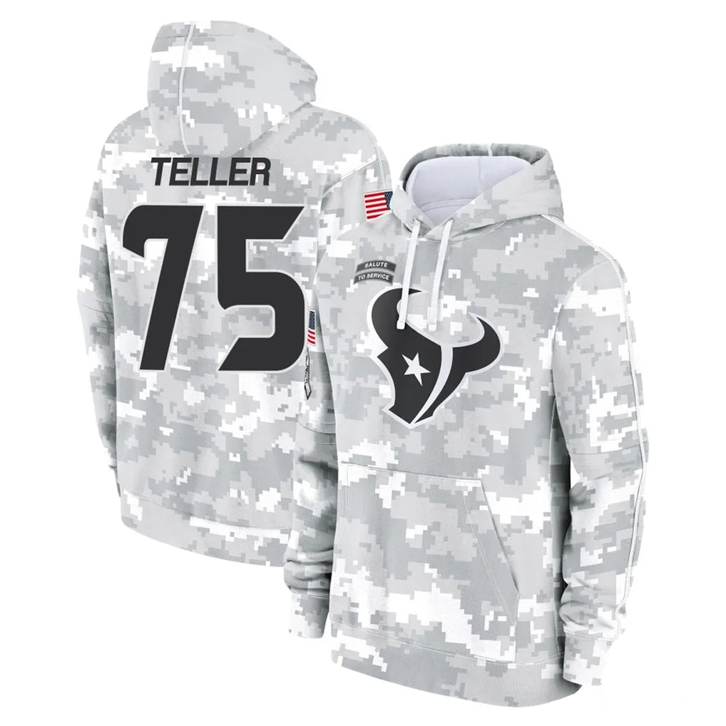 H.Texans #75 Wyatt Teller Player Arctic Camo Salute to Service Hoodies Limited Game Cooneas Stitched Jerseys
