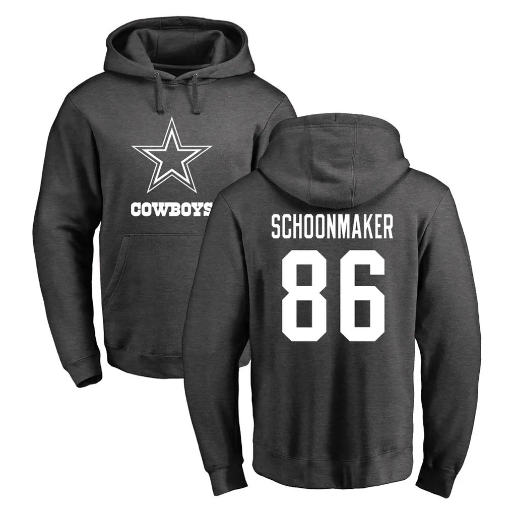 D.Cowboys #86 Luke Schoonmaker Player Ash One Color Pullover Hoodie Limited Cooneas Stitched Jerseys