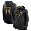 C.Bears #14 Kalif Raymond Player Black Salute to Service Pullover Hoodies Limited Cooneas Stitched Jerseys