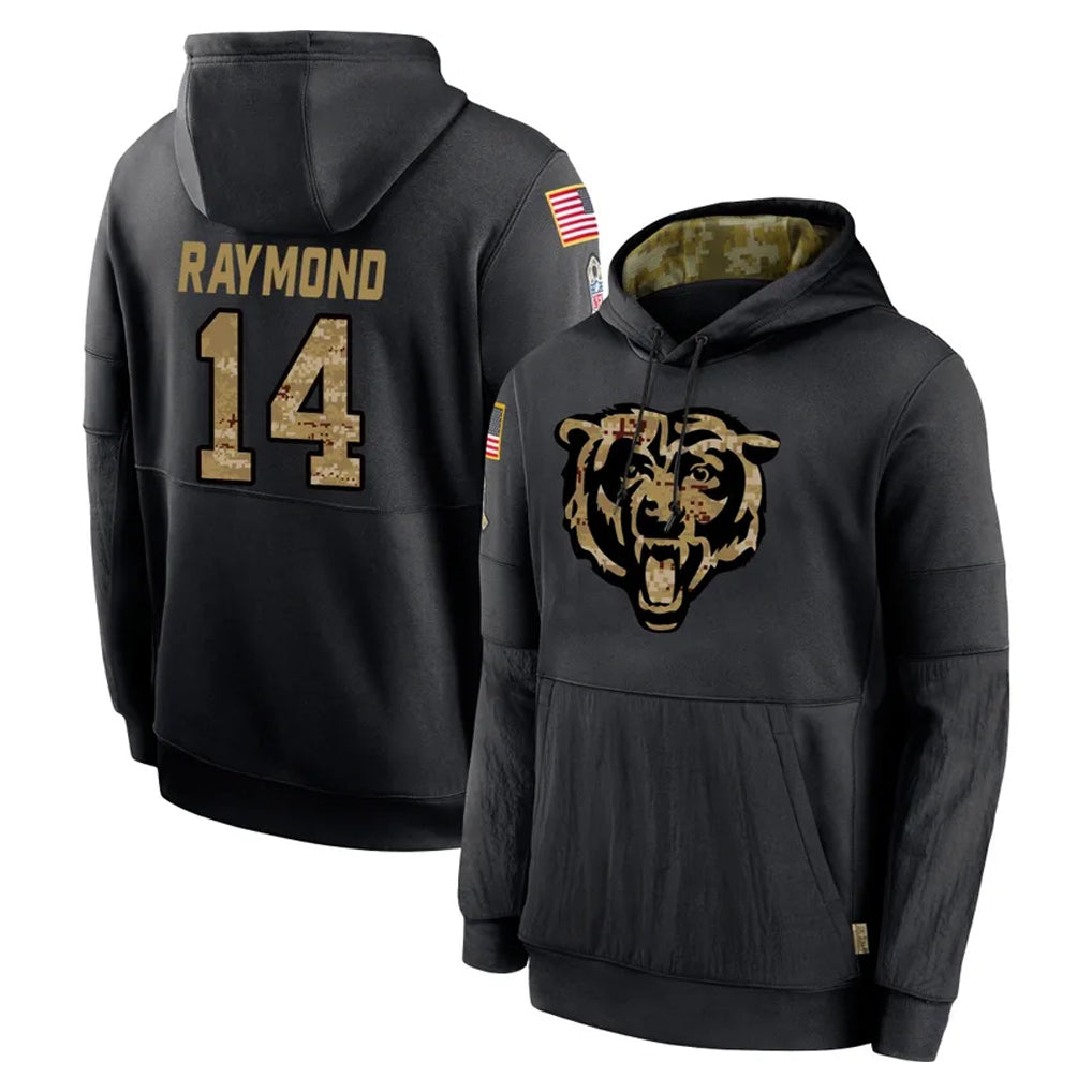 C.Bears #14 Kalif Raymond Player Black Salute to Service Pullover Hoodies Limited Cooneas Stitched Jerseys