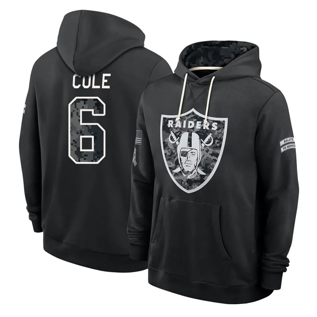 LV.Raiders #6 AJ Cole Player 2026 Black Logo Pullover Hoodies Limited Game Stitched Jerseys