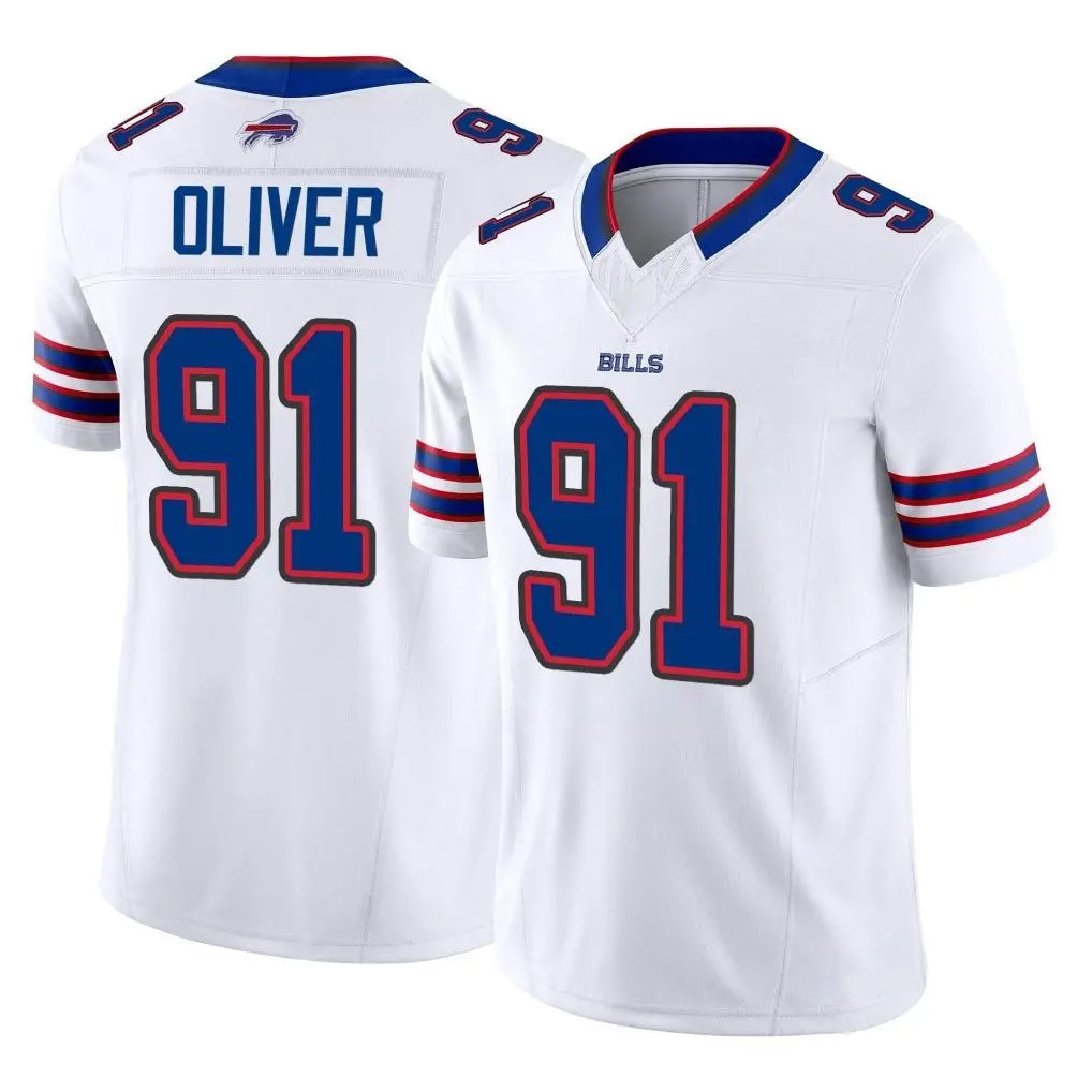 B.Bills #91 Ed Oliver Player White Vapor F.U.S.E. Jersey Limited Home Game Cooneas Stitched Jerseys