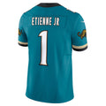 Cooneas J.Jaguars #1 Travis Etienne Jr Teal Prowler Throwback Vapor F.U.S.E. Limited Jersey