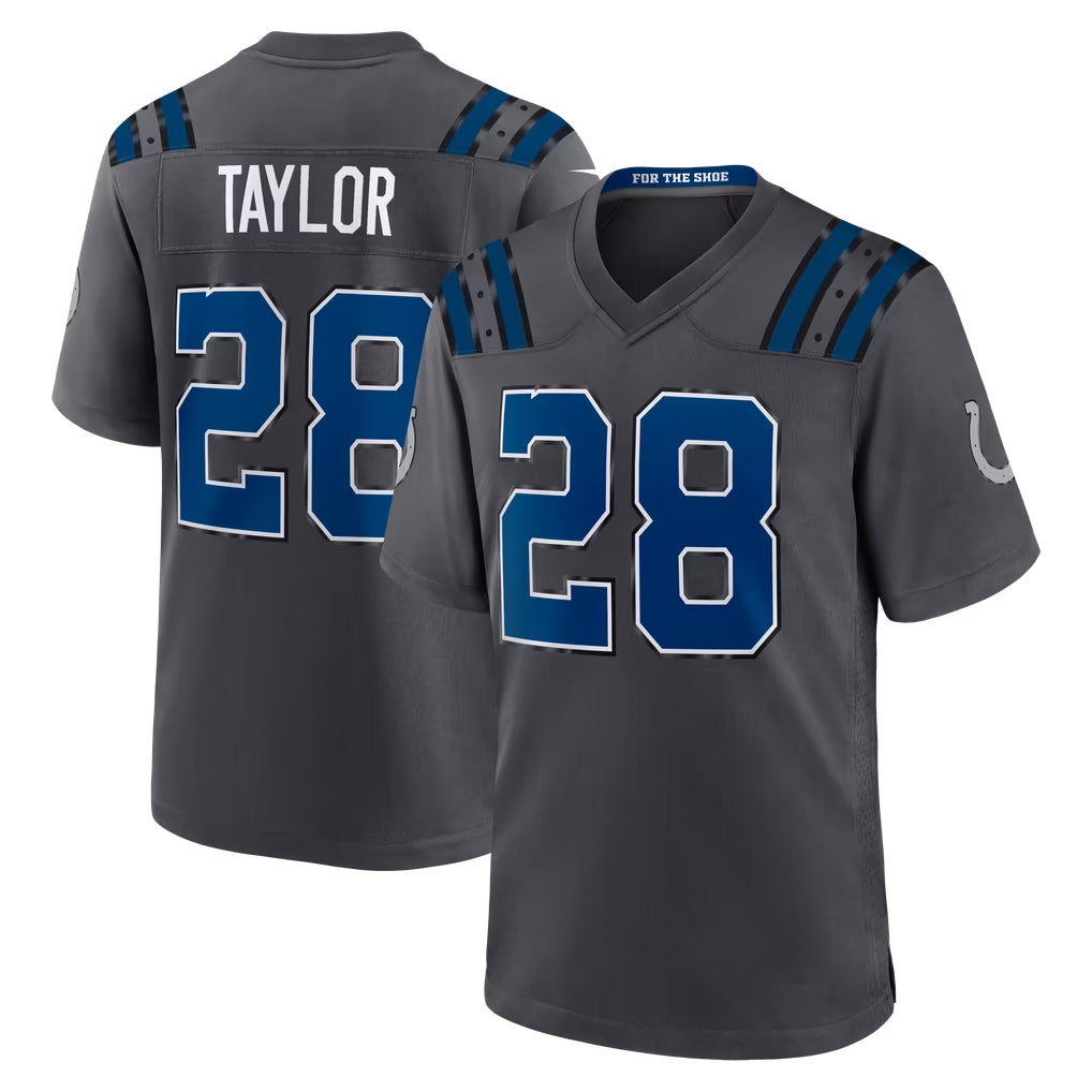 IN.Colts #28 Jonathan Taylor Player Anthracite 2026 Rivalries Collection Home Game Cooneas Stitched Jerseys