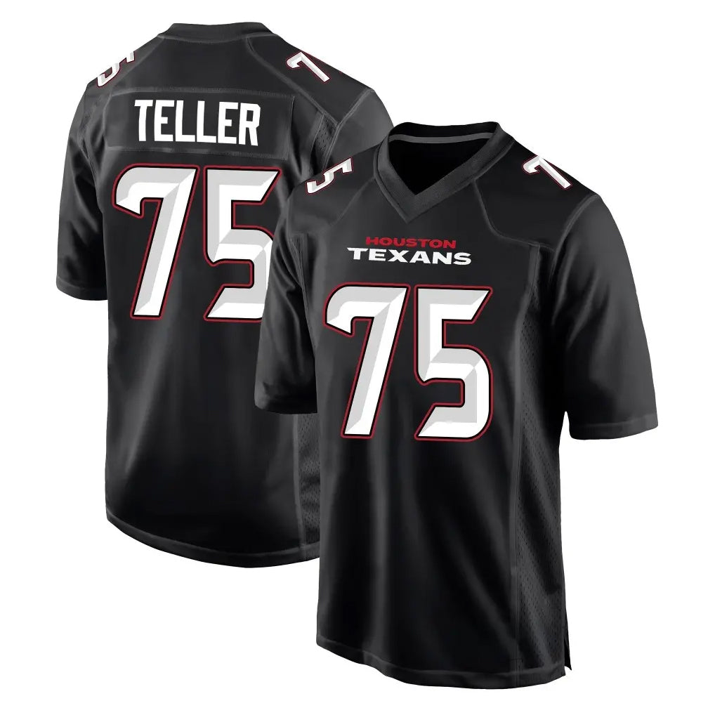 H.Texans #75 Wyatt Teller Player Carbon Black Fashion Home Game Cooneas Stitched Jerseys