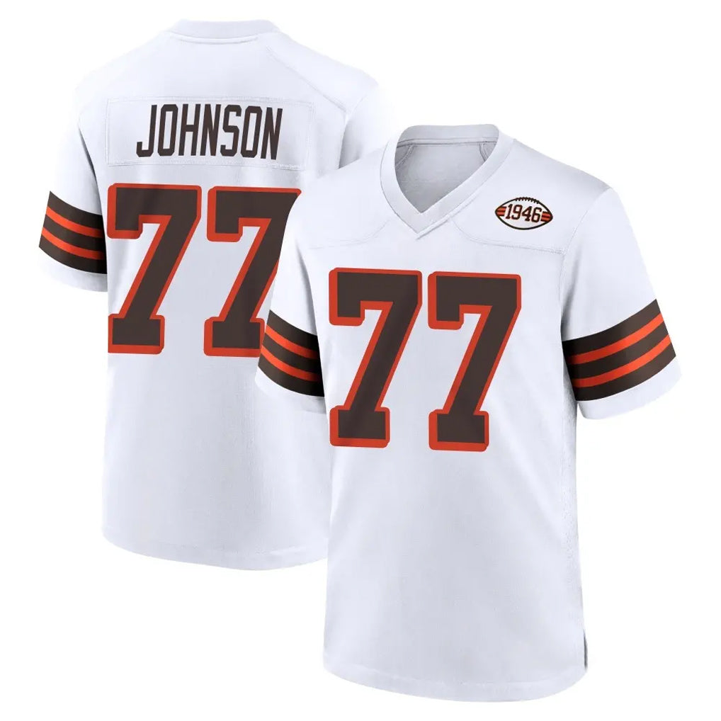 C.Browns #77 Zion Johnson Player White Alternate Home Game Cooneas Stitched Jerseys
