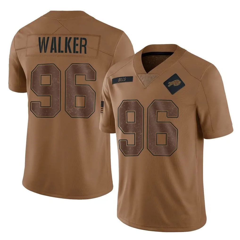 B.Bills #96 Deone Walker Player Brown Salute To Service Limited Cooneas Stitched Jerseys