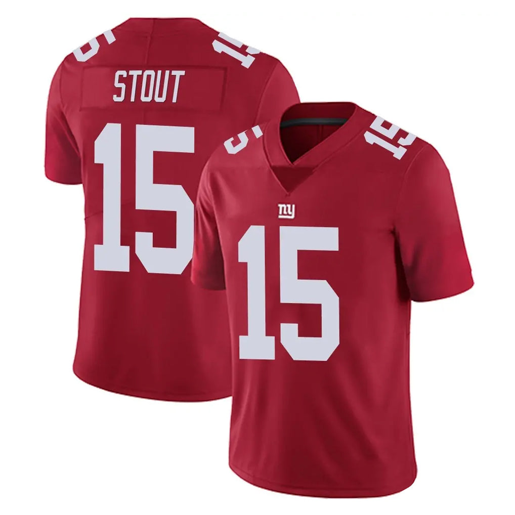 NY.Giants #15 Jordan Stout Player Red Limited Vapor Untouchable Home Game Cooneas Stitched Jerseys