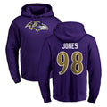 B.Ravens #98 Travis Jones Player Purple Salute to Service Pullover Hoodie Cooneas Stitched Jerseys