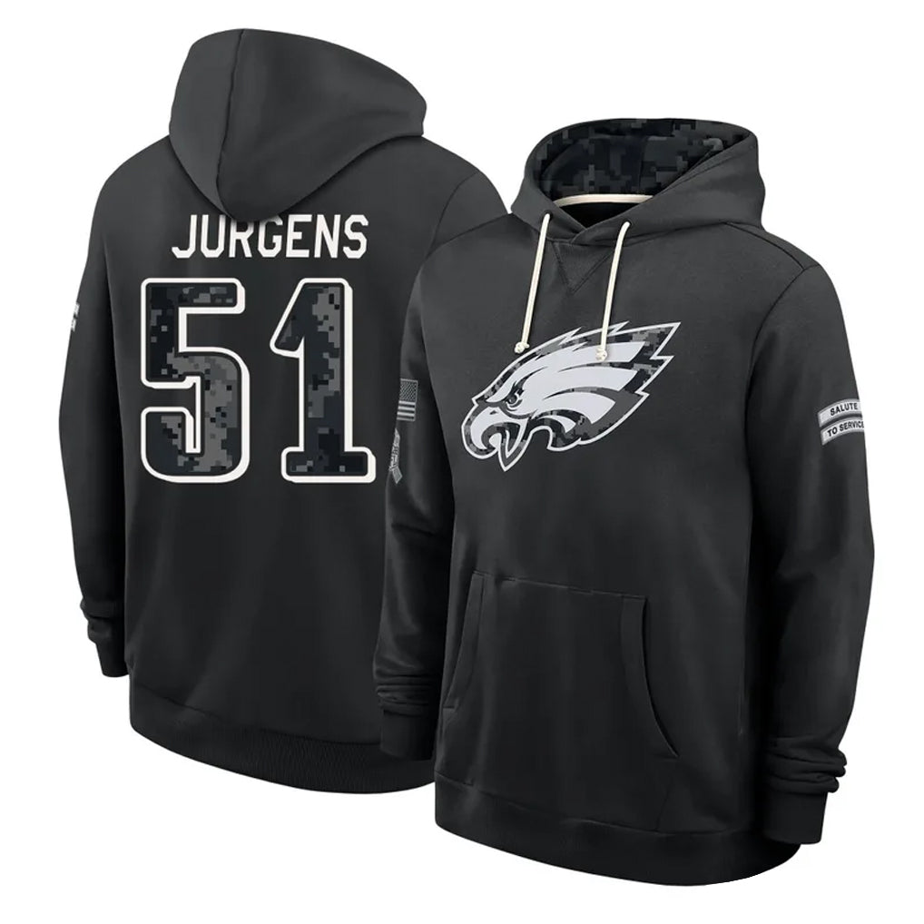P.Eagles #51 Cam Jurgens Player 2026 Black Logo Pullover Hoodies Limited Game Cooneas Stitched Jerseys