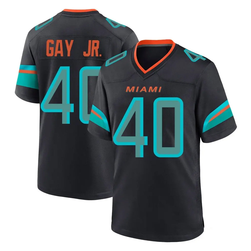 M.Dolphins #40 Willie Gay Jr. Player Black Pitch Rivalries Collection Home Game Cooneas Stitched Jerseys