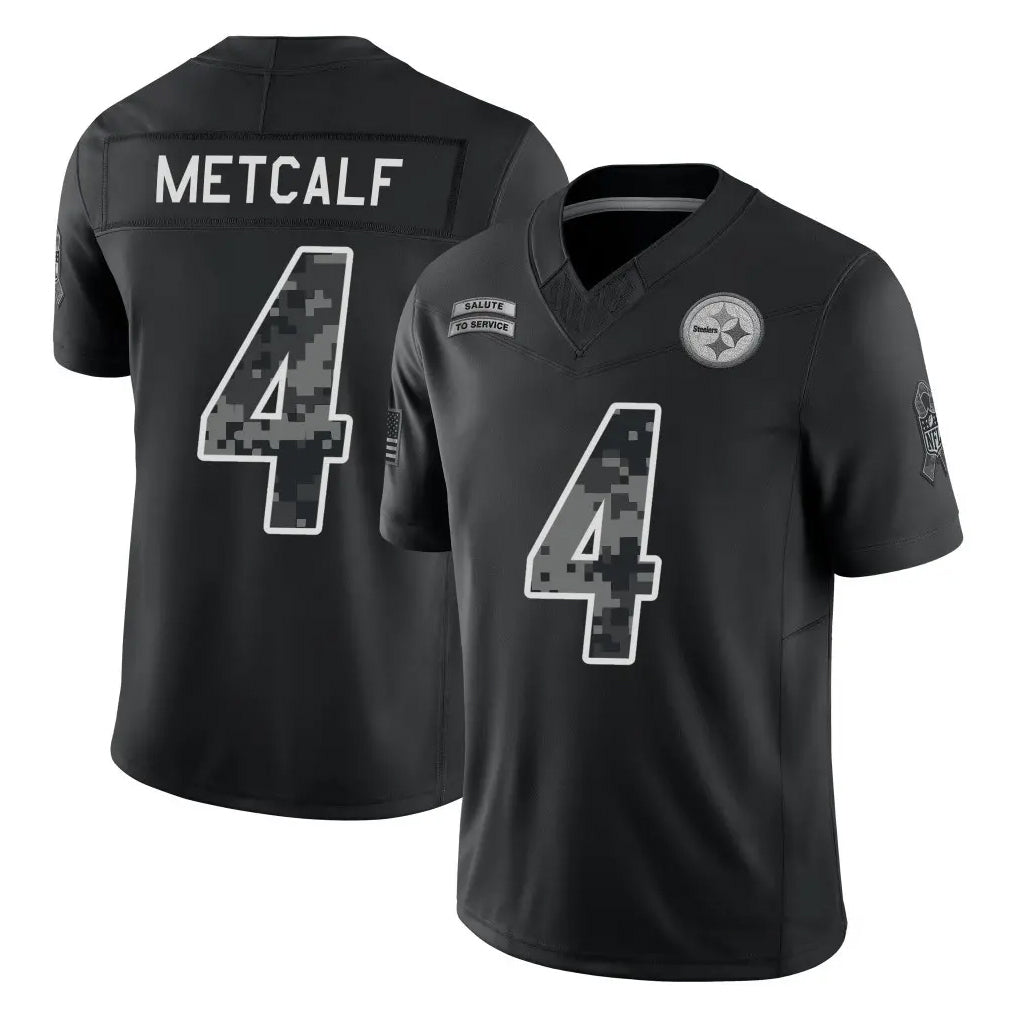 P.Steelers #4 DK Metcalf Player Black Limited 2026 Salute to Service Home Game Cooneas Stitched Jerseys