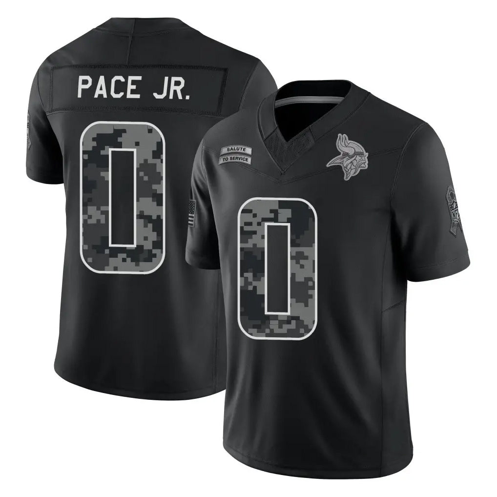 MN.Vikings #0 Ivan Pace Jr. Player Black Limited 2026 Salute to Service Home Game Cooneas Stitched Jerseys