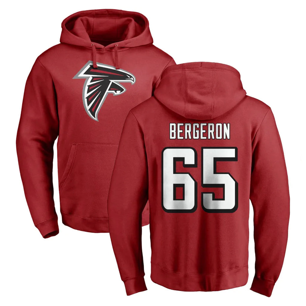 A.Falcons #65 Matthew Bergeron Player Red Pullover Hoodies Home Game Cooneas Stitched Jerseys