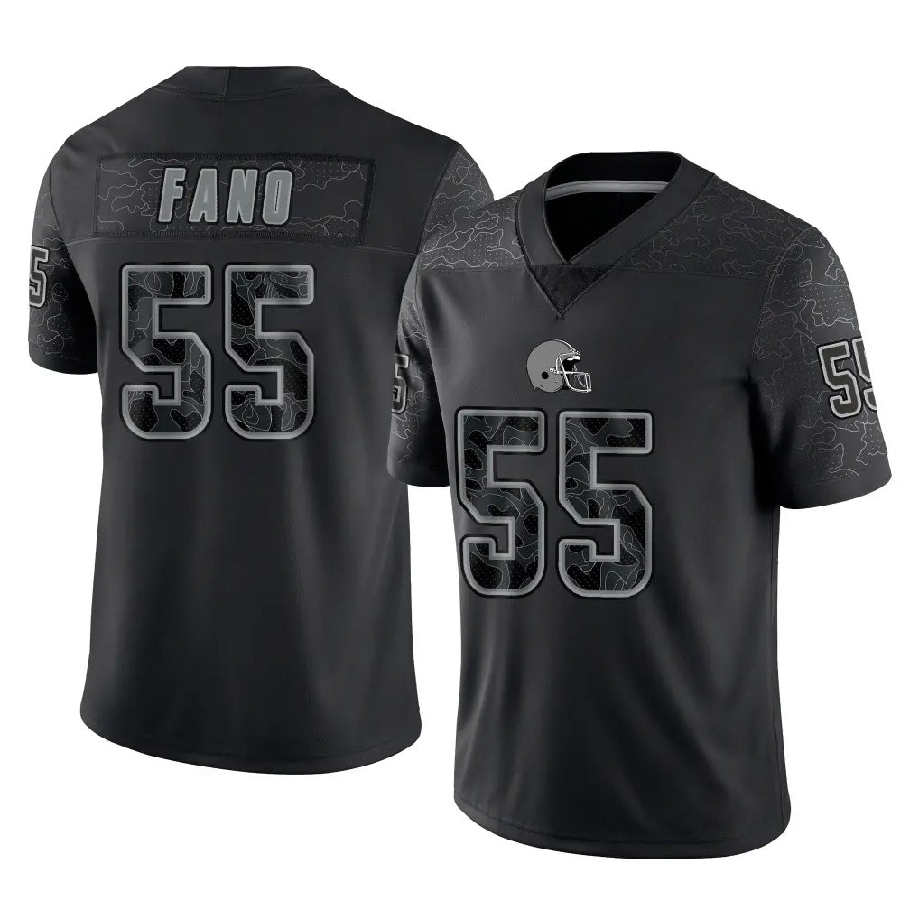 C.Browns #55 Spencer Fano Player Black Reflective Home Game Cooneas Stitched Jerseys