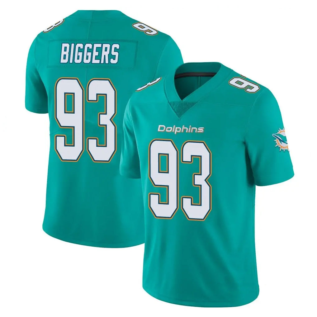 M.Dolphins #93 Zeek Biggers Player Aqua Limited Vapor Untouchable Home Game Cooneas Stitched Jerseys