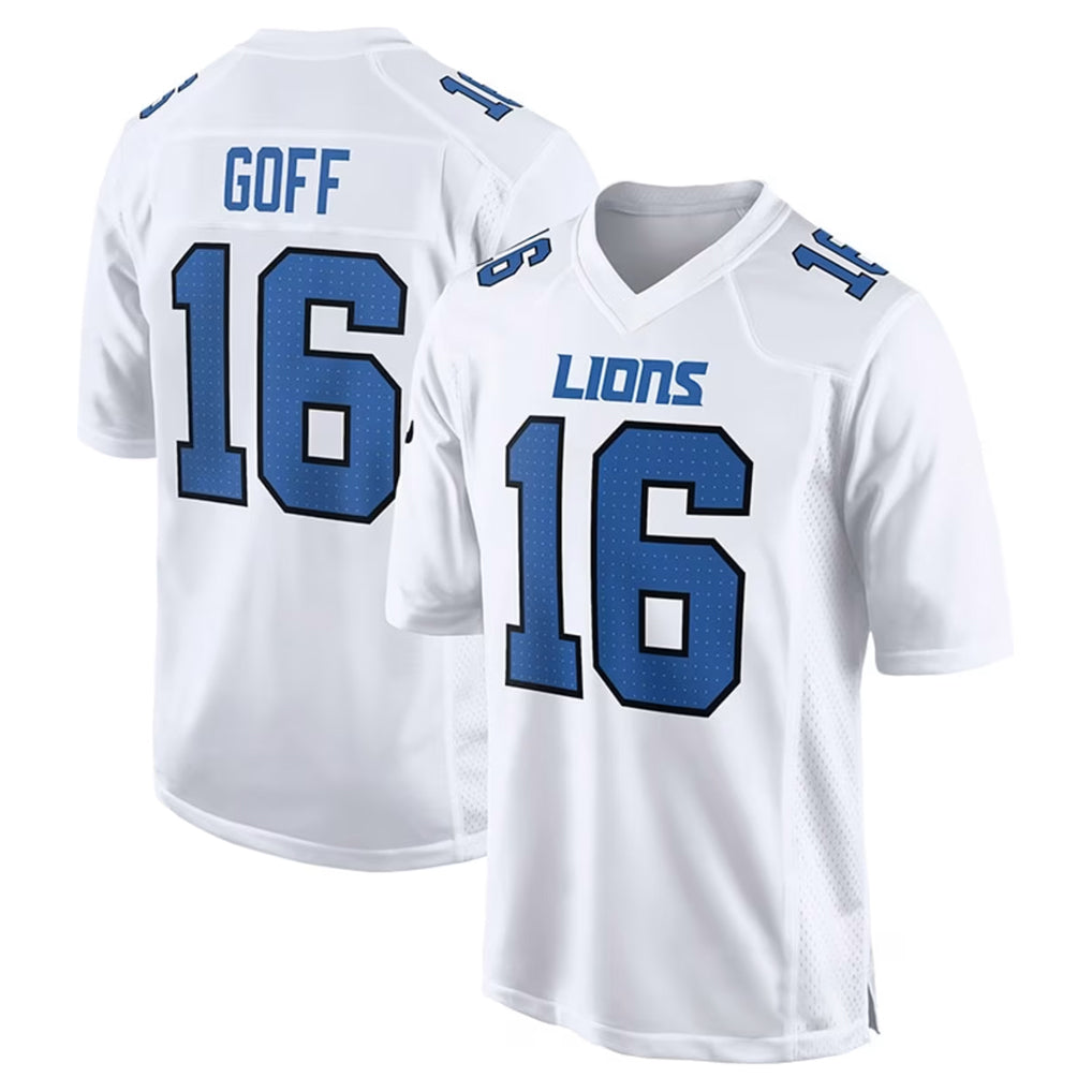 D.Lions #16 Jared Goff Player White Fashion Home Game Cooneas Stitched Jerseys