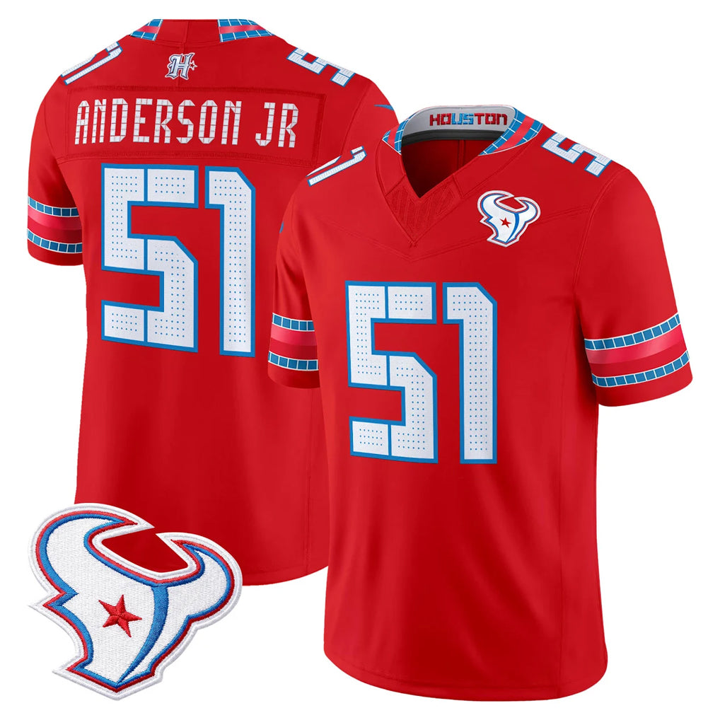 H.Texans #51 Will Anderson Jr. Player Red 2026 Rivalries Vapor Limited Home Game Cooneas Stitched jerseys