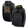B.Bills #96 Deone Walker Player Black Salute to Service Hoodies Cooneas Stitched Jersey